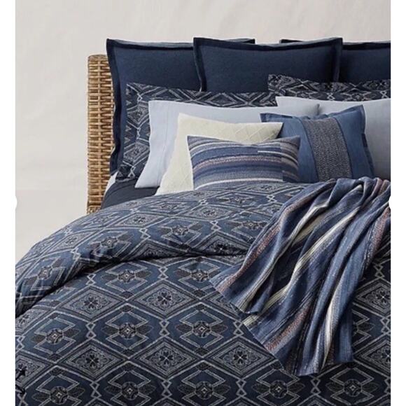 NWT Ralph Lauren Home Francois Full/Queen Duvet Cover Navy Indigo Blue $375 - Picture 1 of 7